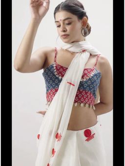 PRATHAA - Red Indigo Block Print Spaghetti Blouse