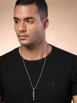 Karatcart - Silver Plated Carved Bullet Metal Chain Pendant for Men (Set of 2)