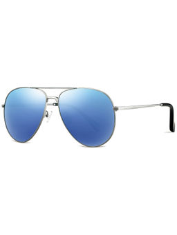 PARIM - Polarized Men's Aviator Sunglasses Silver Frame Blue Silver Lenses SKU 11022 N1