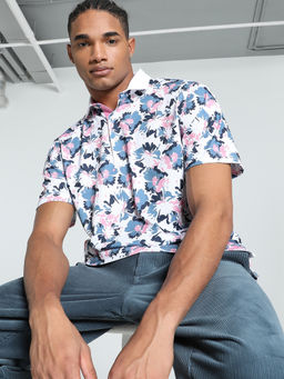 Puma - White Floral Printed Polo T-Shirt