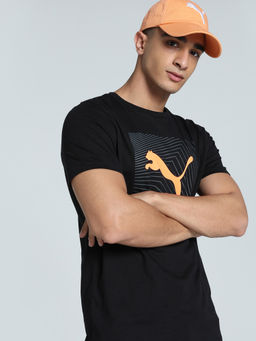 Puma - Men Black Ess Logo Printed T-Shirt