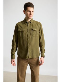 FREAKINS - Blaze Military Olive Solid Men Shirt