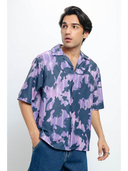 FREAKINS - Purple Currant Print Men Resort Shirt