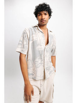 FREAKINS - Line Art Print Men Resort Shirt