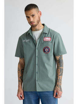 FREAKINS - Cotton Poplin Garage Shirt- Green