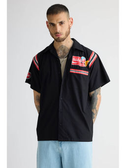 FREAKINS - Cotton Poplin Garage Shirt - Black With Sleeve Stripes