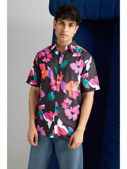 FREAKINS - Black Pink Printed Men Resort Shirt