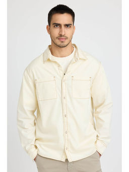 FREAKINS - Cream Contrast Stitch Shirt