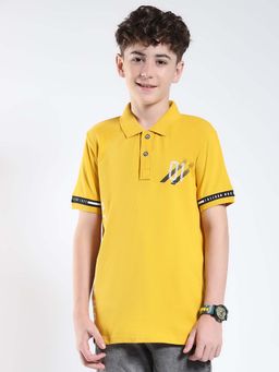 Monte Carlo - Boys Mustard Cotton Collar Neck Regular Fit Polo T-shirt