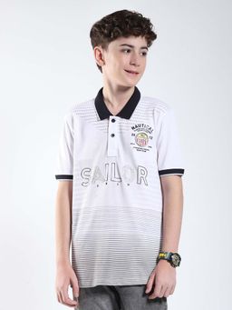 Monte Carlo - Boys White Cotton Collar Neck Regular Fit Polo T-shirt