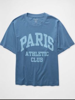 American Eagle - Women Blue Cotton Round Neck Regular Fit T-shirt