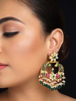 AG'S - Rani & Green Gold Plated Pachi Kundan Earring