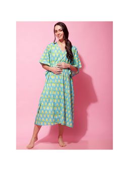 Secret Wish - Womens Sky Blue Maternity Kaftan Night Dress