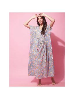 Secret Wish - Womens Blue Maternity Kaftan Night Dress