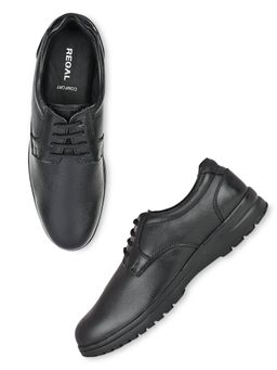 REGAL - Black Men Solid Leather Casual Lace Ups