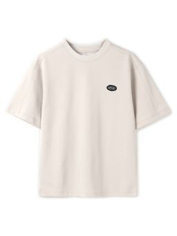 Alan Jones - Light Grey Boy's Solid Cotton Oversized Fit T-Shirt