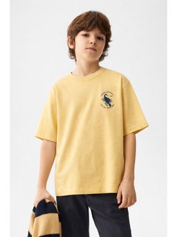 Alan Jones - Yellow Boy's Oversized Cotton Printed T-Shirt