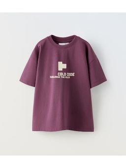 Alan Jones - Burgundy Boy's Oversized Cotton Printed T-Shirt