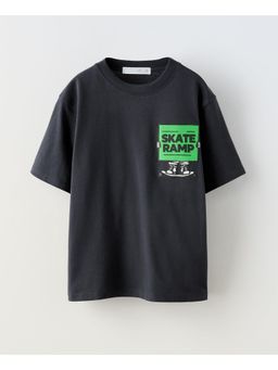 Alan Jones - Grey Boy's Oversized Cotton Printed T-Shirt