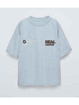 Alan Jones - Blue Boy's Oversized Cotton Printed T-Shirt