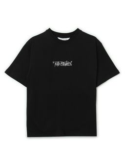 Alan Jones - Black Boy's Oversized Cotton Printed T-Shirt