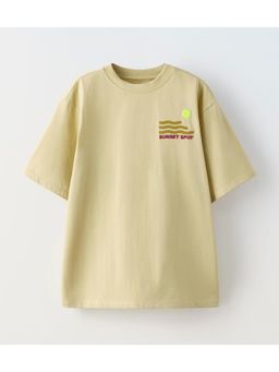 Alan Jones - Beige Boy's Oversized Cotton Printed T-Shirt