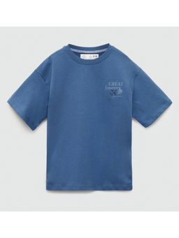 Alan Jones - Blue Boy's Oversized Cotton Printed T-Shirt