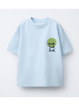 Alan Jones - Blue Boy's Oversized Cotton Printed T-Shirt