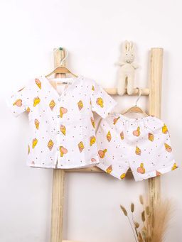 Moms Home - Kids Organic Cotton Muslin Shirt & Shorts - Ice Cream (Set of 2)