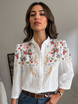 Outzidr - White Placement Print Vacay Shirt
