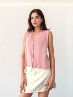 Outzidr - Pink Tank Top With Detailing