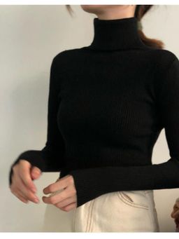 Outzidr - Black Turtle Neck Top