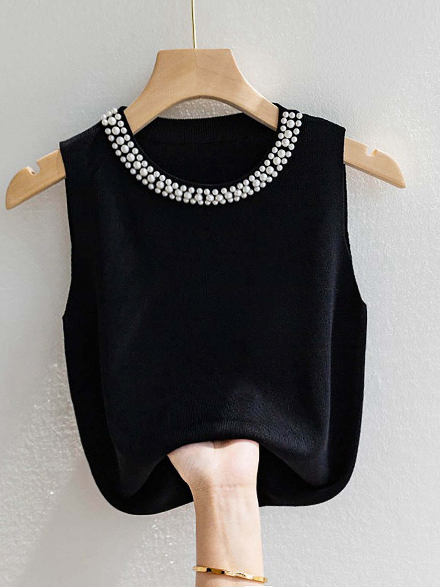 outzidr Black Pearl Studded Tank Top-picture-17