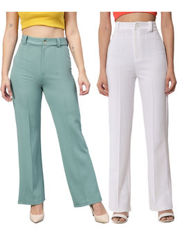 KOTTY - Women Relaxed Fit Viscose Rayon Trousers (Pack of 2)