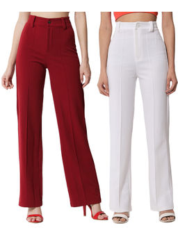 KOTTY - Women Relaxed Fit Viscose Rayon Trousers (Pack of 2)