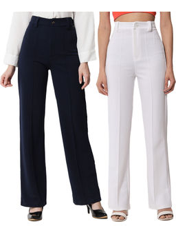 KOTTY - Women Relaxed Fit Viscose Rayon Trousers (Pack of 2)