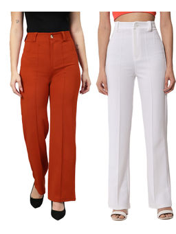 KOTTY - Women Relaxed Fit Viscose Rayon Trousers (Pack of 2)