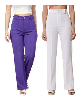 KOTTY - Women Relaxed Fit Viscose Rayon Trousers (Pack of 2)