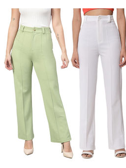 KOTTY - Women Relaxed Fit Multicolor Viscose Rayon Trousers (Pack of 2)