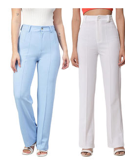 KOTTY - Women Relaxed Fit Multicolor Viscose Rayon Trousers (Pack of 2)