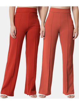 KOTTY - Women Relaxed Fit Multicolor Viscose Rayon Trousers (Pack of 2)