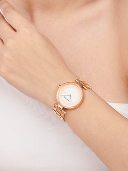 Joker and Witch - Joker & Witch Liora Rose Gold Watch with Rose Gold & White Dial and Metallic Strap-AMWW967 (M)