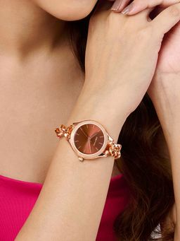 Joker and Witch - Joker & Witch Althea Rosegold Watch with Brown Dial and Chain Link Strap-AMWW990 (M)