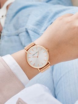 Joker and Witch - Joker & Witch Women Aimee White Dial Rose Gold Metallic Strap Watch (AMWW1083) (M)