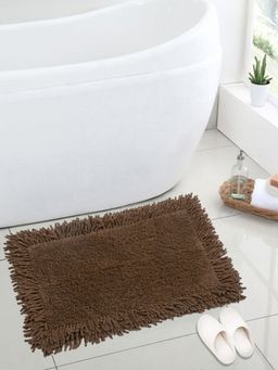 Saral Home - Cotton Brown Shaggy Mat (40 x 60 cm)