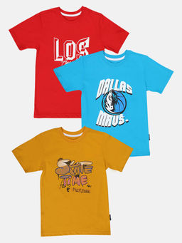 Lil Tomatoes - Boys Cotton Half Sleeve Printed Combo T-Shirts (Pack of 3)