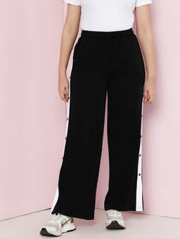 Lil Tomatoes - Black Girls Cotton Looper Full Length Flared Solid Trackpant