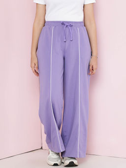 Lil Tomatoes - Lavender Girls Cotton Looper Full Length Flared Solid Trackpant