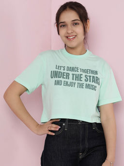 Lil Tomatoes - Green Girls Cotton Half Sleeve T-Shirt