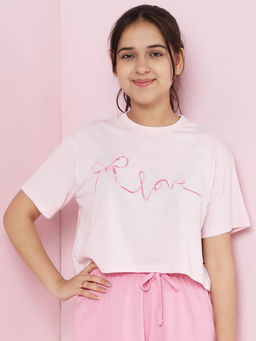Lil Tomatoes - Pink Girls Cotton Half Sleeve Printed T-Shirt